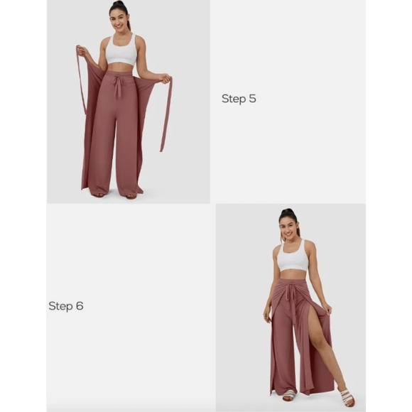 NWT Halara Teal Blue High Waisted Wide Leg Wrap Tie Palazzo Lounge Pants Size M - Picture 12 of 13